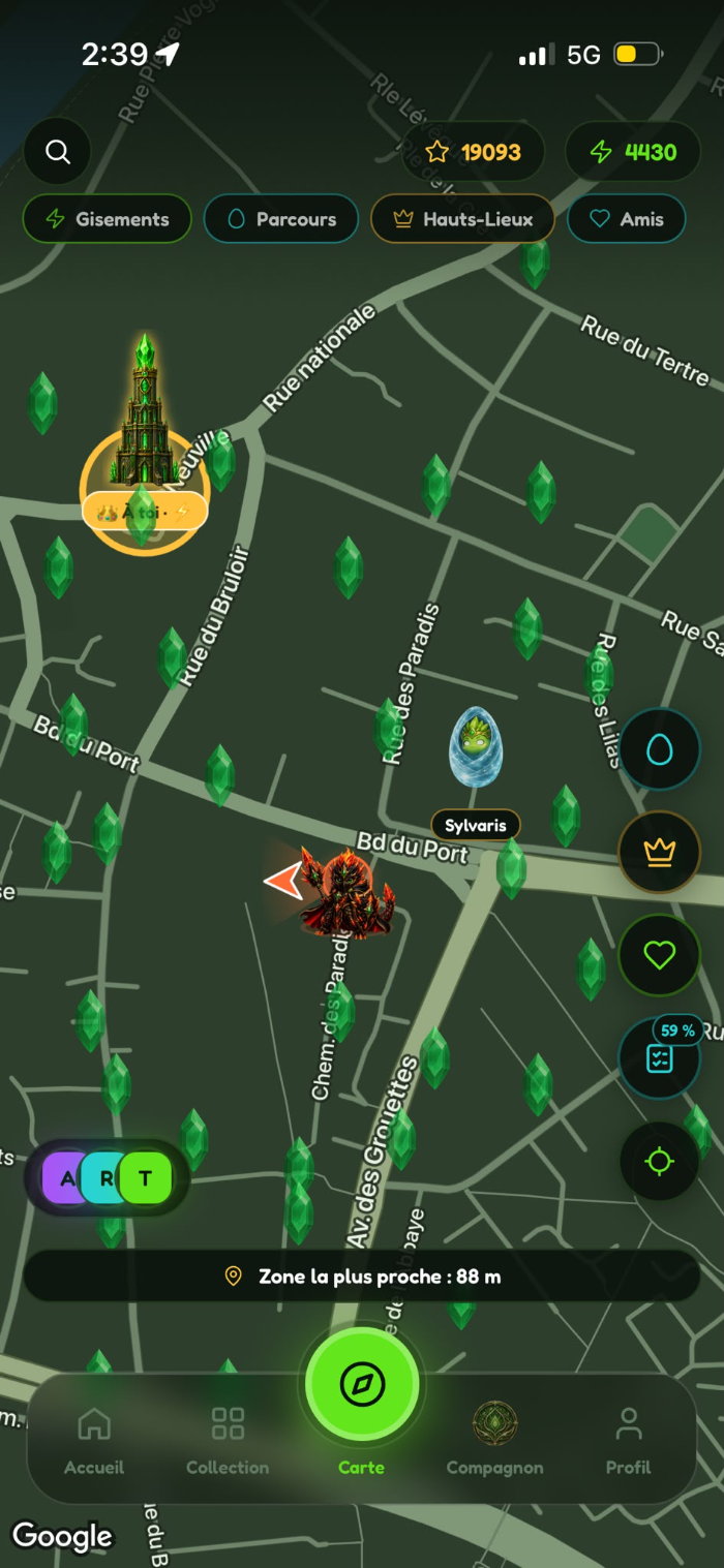 Carte de l'application Nirmie