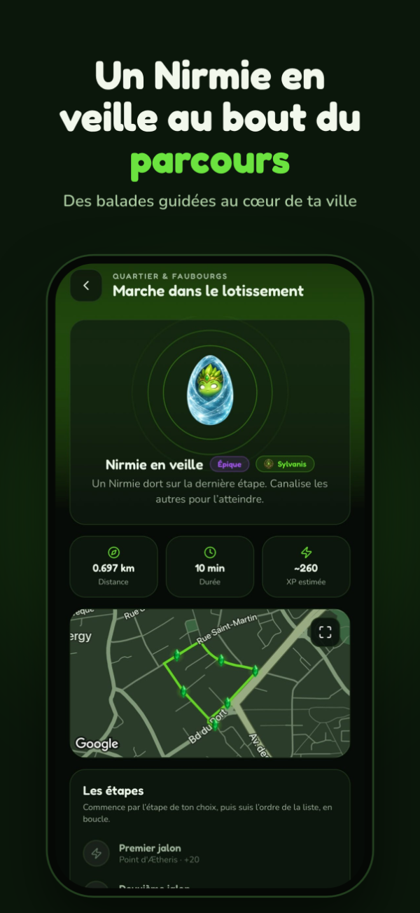 Écran Nirmie : Lance un parcours